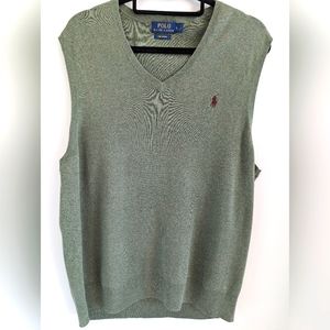 Polo Ralph Lauren MEN'S PIMA COTTON V-NECK SWEATER VEST IN LOVETTE HEATHER - L